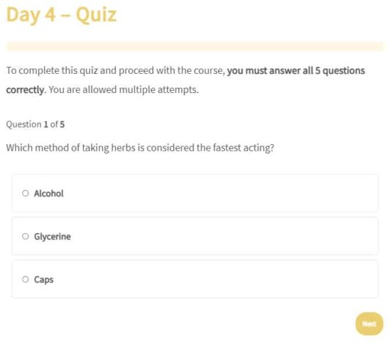 Example of a quiz question
