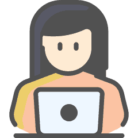 Woman with laptop icon
