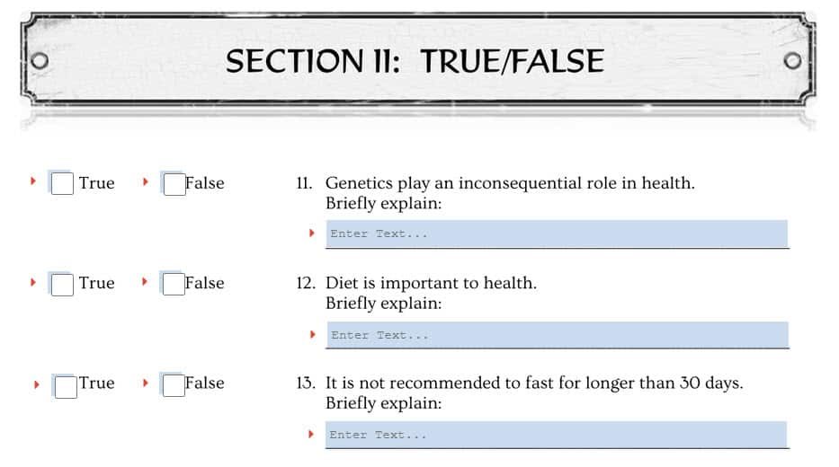 Level Two Intensive course exam true or false